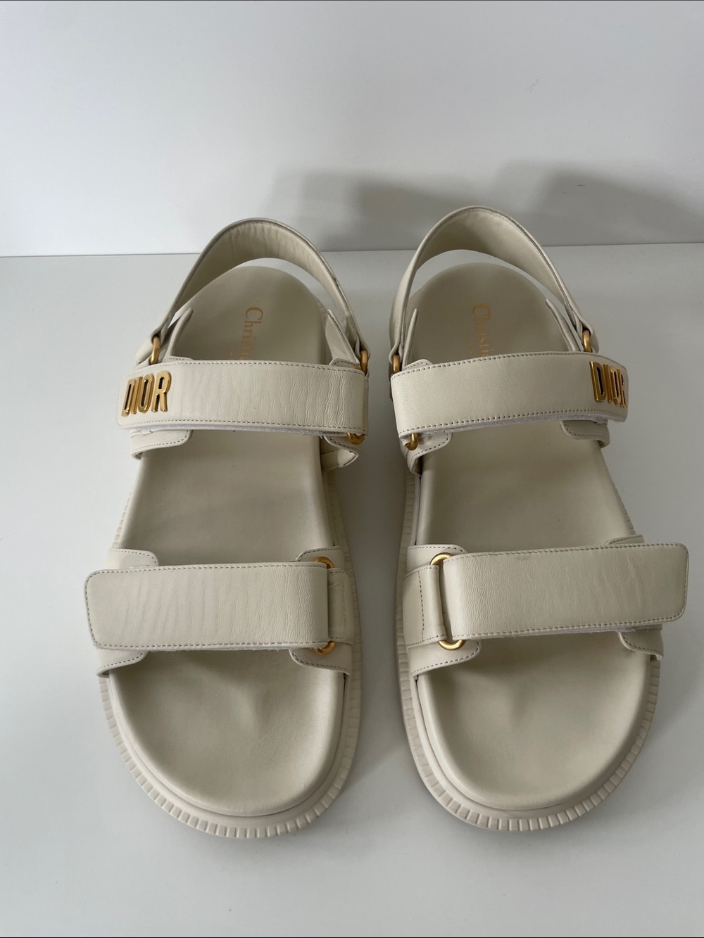 Dior Dioract Cream Leather Sandals size 38.5 - Picture 9 of 9